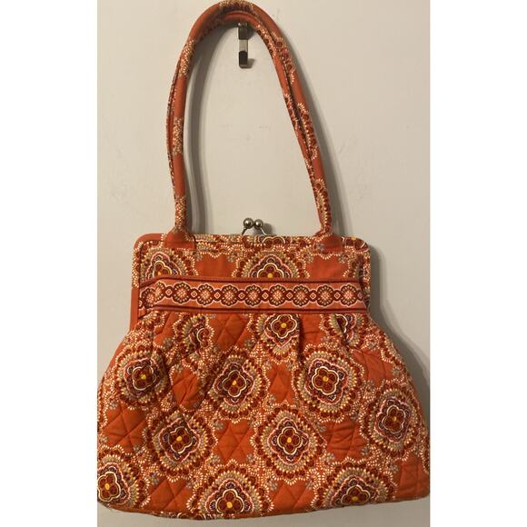 VERA BRADLEY Kisslock ALICE IN PAPRIKA Purse Handbag Pockets Zipper Double Strap - Picture 1 of 10